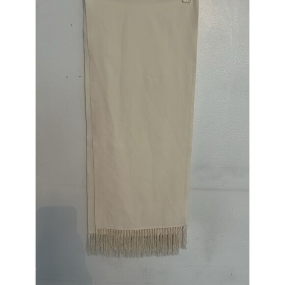 Vintage 100% Pure Silk Christian Dior Ivory Cream Fringe Scarf 58”by 10.75 “ - Picture 1 of 5